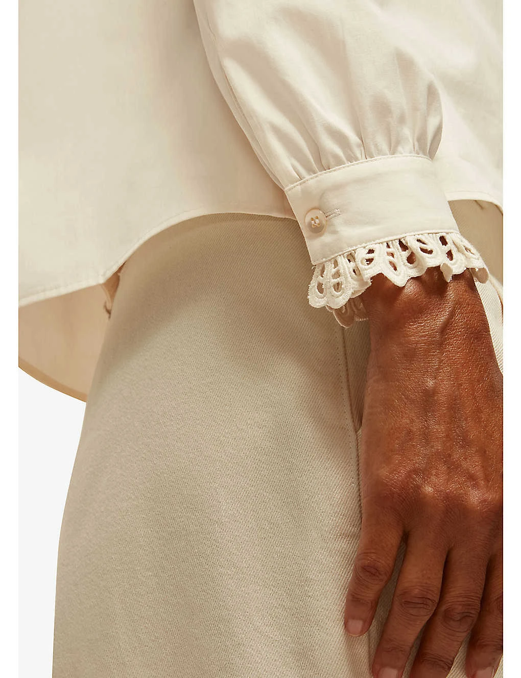 Whistles Lace-embellished Cotton Blouse 4 Whistles Lace-embellished Cotton Blouse - Image 4