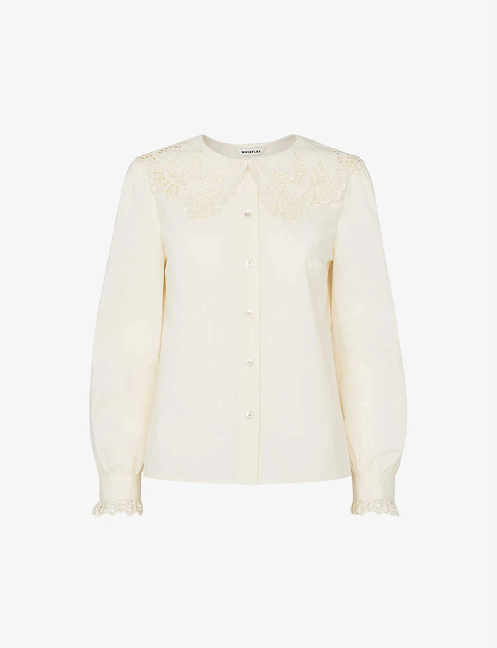 Whistles Lace-embellished Cotton Blouse 1 Whistles Lace-embellished Cotton Blouse