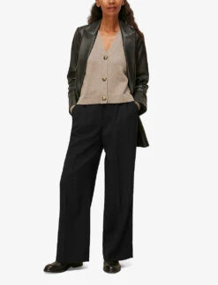 Whistles Fionn Mid-rise Wide-leg Stretch Wool-blend Trousers -The Fashion Shop R03678722 BLACK ALT01