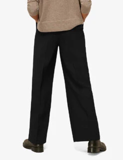 Whistles Fionn Mid-rise Wide-leg Stretch Wool-blend Trousers -The Fashion Shop R03678722 BLACK ALT02