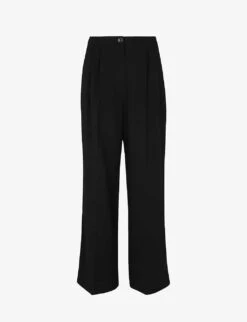 Whistles Fionn Mid-rise Wide-leg Stretch Wool-blend Trousers