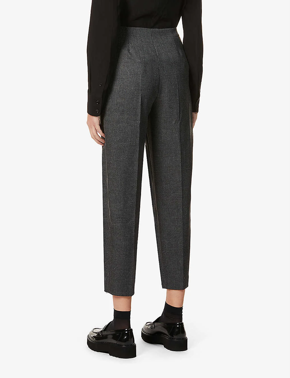 Whistles Anita Checked Tapered Mid-rise Woven Trousers 4 Whistles Anita Checked Tapered Mid-rise Woven Trousers - Image 4