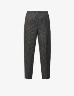 Whistles Anita Checked Tapered Mid-rise Woven Trousers