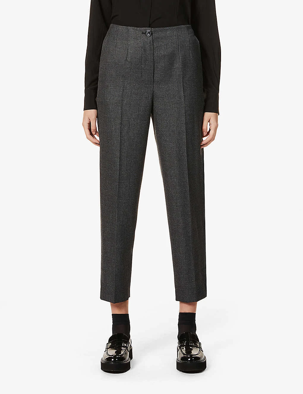 Whistles Anita Checked Tapered Mid-rise Woven Trousers 2 Whistles Anita Checked Tapered Mid-rise Woven Trousers - Image 2