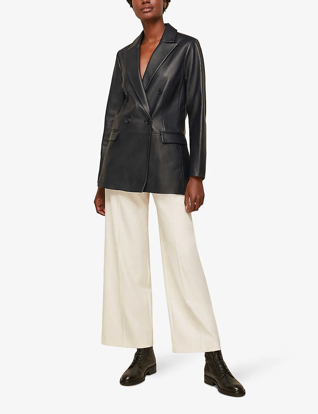 Whistles Aliza Double-breasted Leather Blazer 2 Whistles Aliza Double-breasted Leather Blazer - Image 2