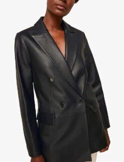 Whistles Aliza Double-breasted Leather Blazer 7 Whistles Aliza Double-breasted Leather Blazer -The Fashion Shop R03692850 BLACK ALT02