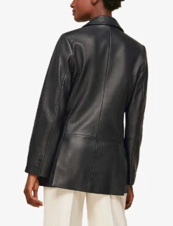 Whistles Aliza Double-breasted Leather Blazer 8 Whistles Aliza Double-breasted Leather Blazer -The Fashion Shop R03692850 BLACK ALT03