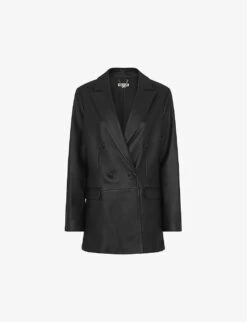 Whistles Aliza Double-breasted Leather Blazer