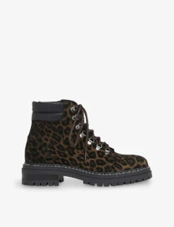 Whistles Amber Leopard-print Ponyhair Hiking Boots