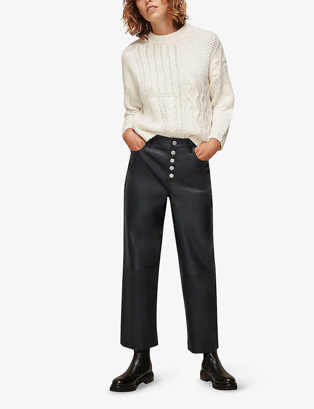 Whistles High-waisted Stretch Leather Trousers 2 Whistles High-waisted Stretch Leather Trousers - Image 2