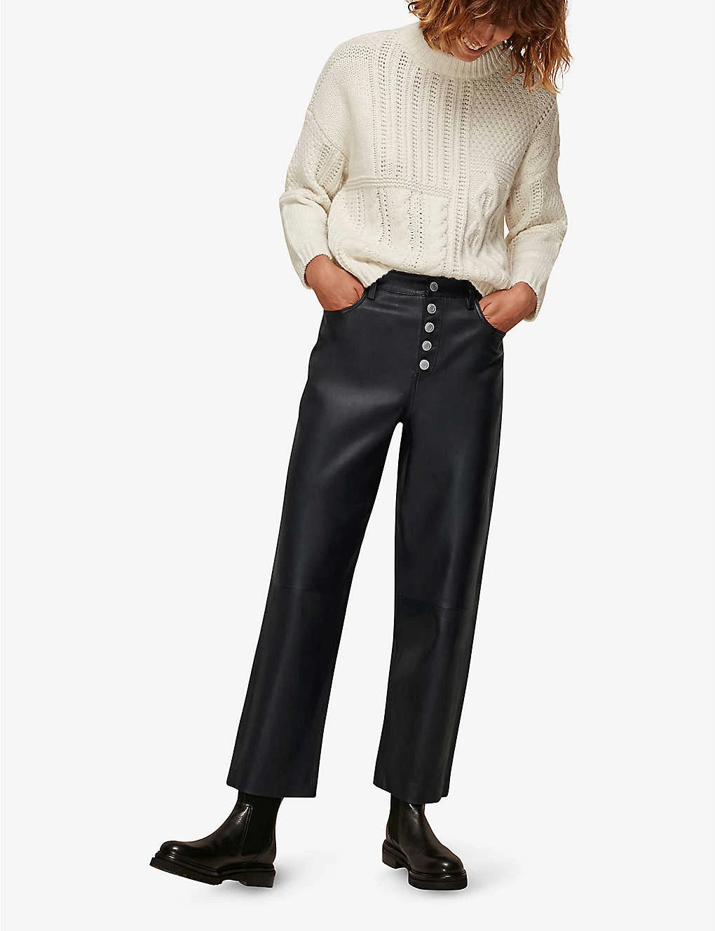 Whistles High-waisted Stretch Leather Trousers 6 Whistles High-waisted Stretch Leather Trousers - Image 6