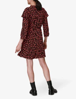 Whistles Floral-print Frilled Crepe Dress -The Fashion Shop R03706107 MULTICOLOURED ALT03
