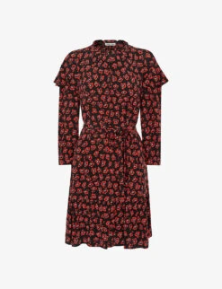 Whistles Floral-print Frilled Crepe Dress