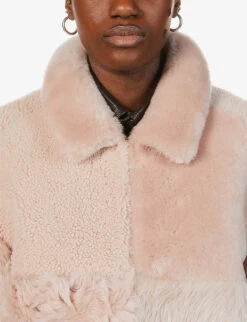 Whistles Hema Contrast-panel Shearling Coat 9 Whistles Hema Contrast-panel Shearling Coat -The Fashion Shop R03706920 PALEPINK ALT03