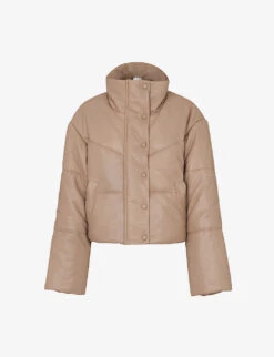 Whistles High-neck Padded Leather Jacket