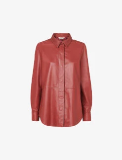 Whistles Relaxed-fit Button-up Leather Shirt