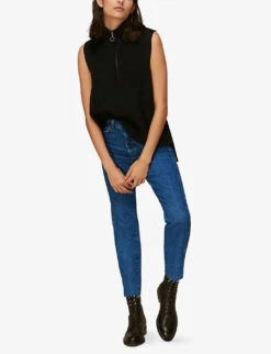 Whistles Authentic Slim-leg High-rise Cropped Organic-denim Jeans -The Fashion Shop R03731068 BLUE ALT03