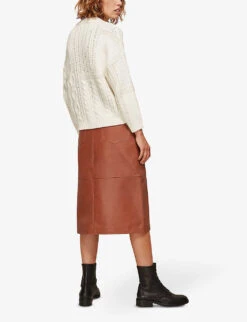 Whistles High-waisted Leather Midi Skirt 7 Whistles High-waisted Leather Midi Skirt -The Fashion Shop R03731760 TAN ALT02
