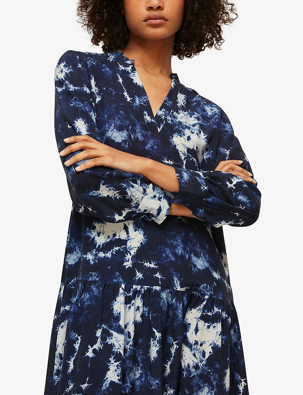 Whistles Tie-dye V-neck Woven Mini Dress 2 Whistles Tie-dye V-neck Woven Mini Dress - Image 2