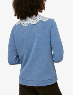 Whistles Bonjour Embroidered Cotton Jumper -The Fashion Shop R03741467 BLUE ALT02
