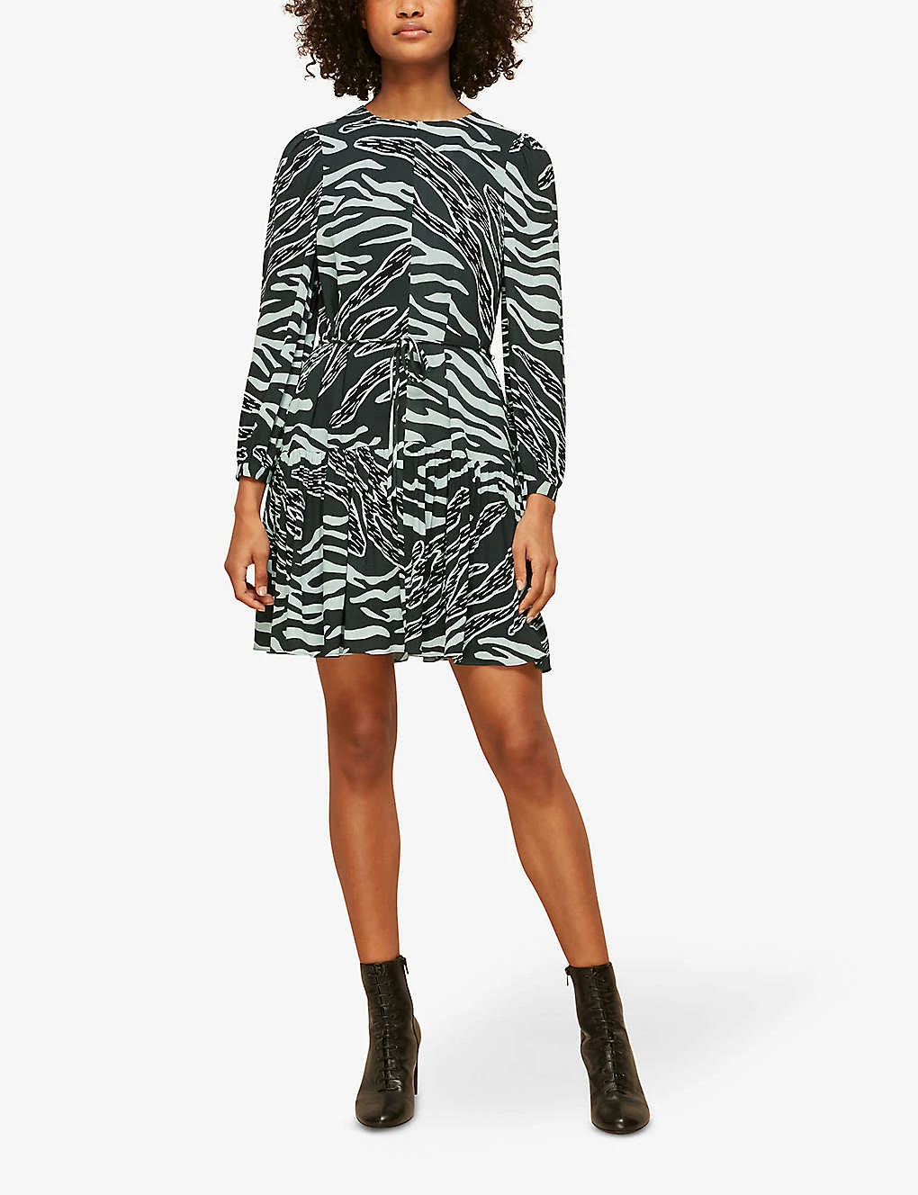 Whistles Zebra-print Crepe Mini Dress 2 Whistles Zebra-print Crepe Mini Dress - Image 2