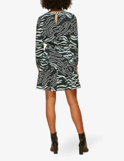 Whistles Zebra-print Crepe Mini Dress 6 Whistles Zebra-print Crepe Mini Dress -The Fashion Shop R03742966 MULTICOLOURED ALT02