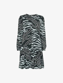 Whistles Zebra-print Crepe Mini Dress