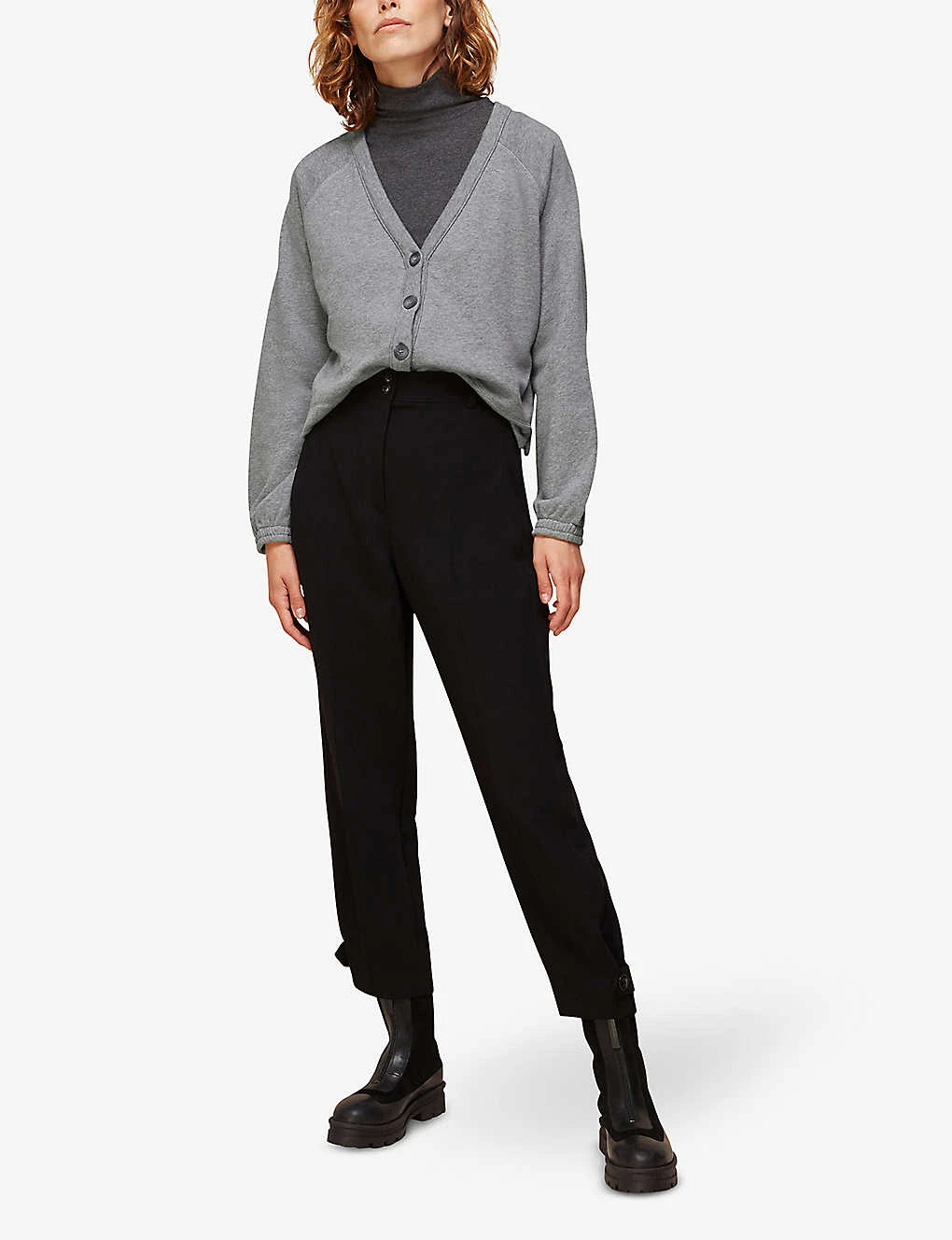 Whistles Sweat V-neck Cotton-jersey Cardigan 2 Whistles Sweat V-neck Cotton-jersey Cardigan - Image 2