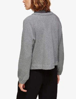 Whistles Sweat V-neck Cotton-jersey Cardigan 7 Whistles Sweat V-neck Cotton-jersey Cardigan -The Fashion Shop R03743268 GREY ALT02