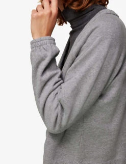 Whistles Sweat V-neck Cotton-jersey Cardigan 8 Whistles Sweat V-neck Cotton-jersey Cardigan -The Fashion Shop R03743268 GREY ALT03