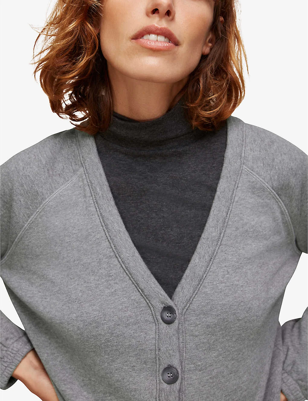 Whistles Sweat V-neck Cotton-jersey Cardigan 5 Whistles Sweat V-neck Cotton-jersey Cardigan - Image 5