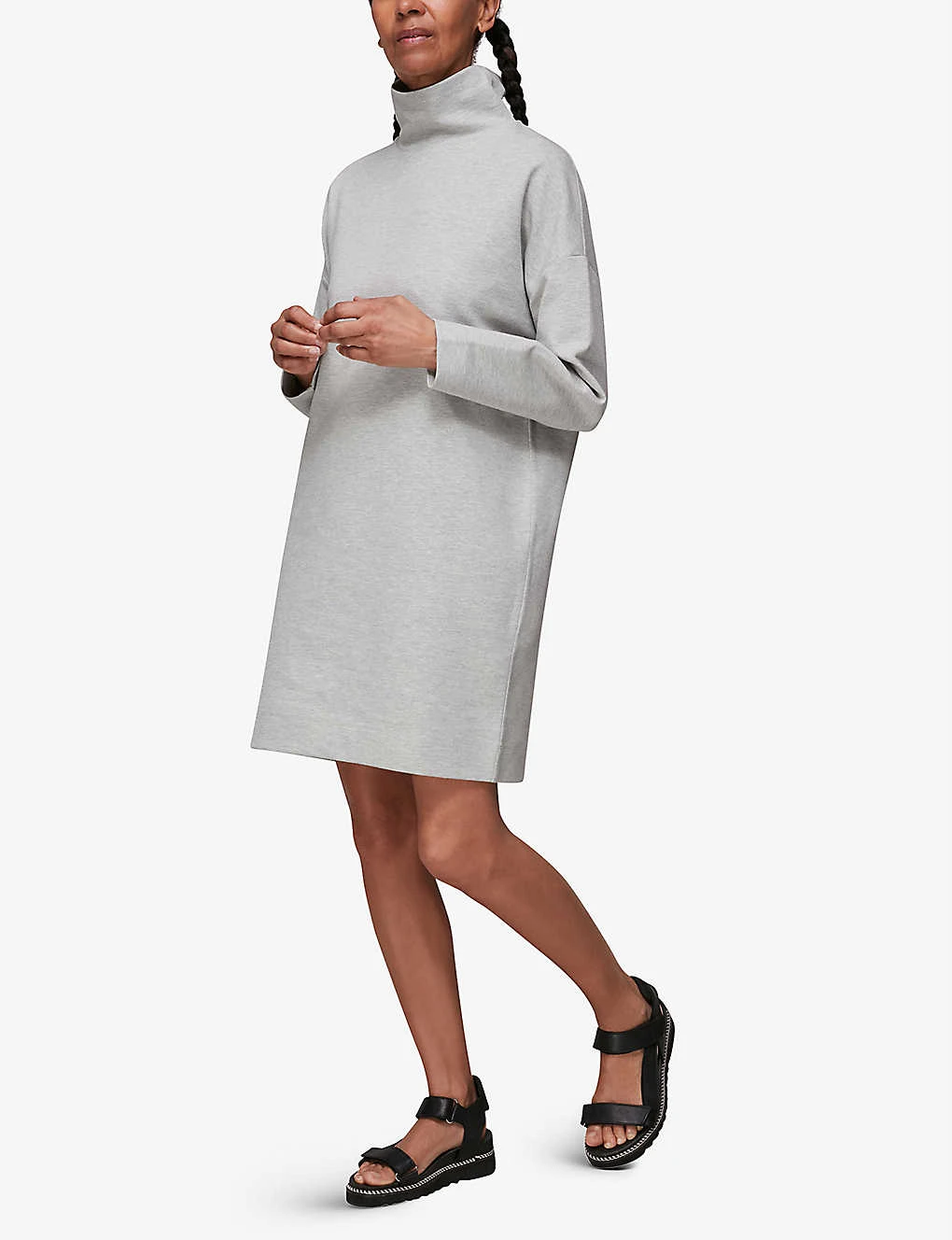 Whistles Funnel-neck Stretch-cotton Mini Dress 2 Whistles Funnel-neck Stretch-cotton Mini Dress - Image 2