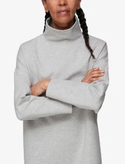 Whistles Funnel-neck Stretch-cotton Mini Dress 9 Whistles Funnel-neck Stretch-cotton Mini Dress -The Fashion Shop R03743270 GREY ALT04