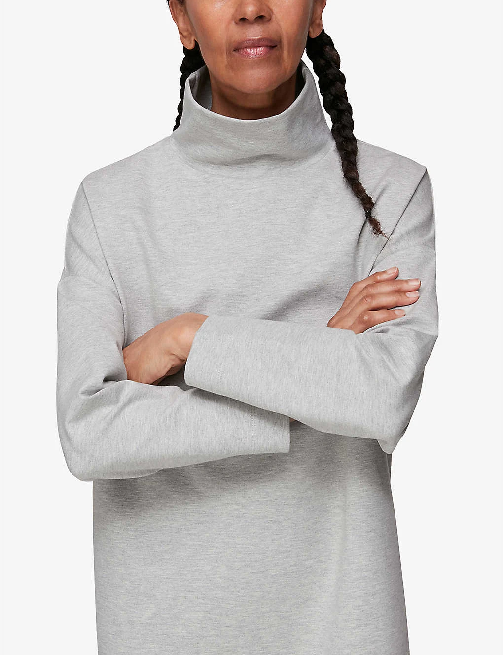 Whistles Funnel-neck Stretch-cotton Mini Dress 5 Whistles Funnel-neck Stretch-cotton Mini Dress - Image 5