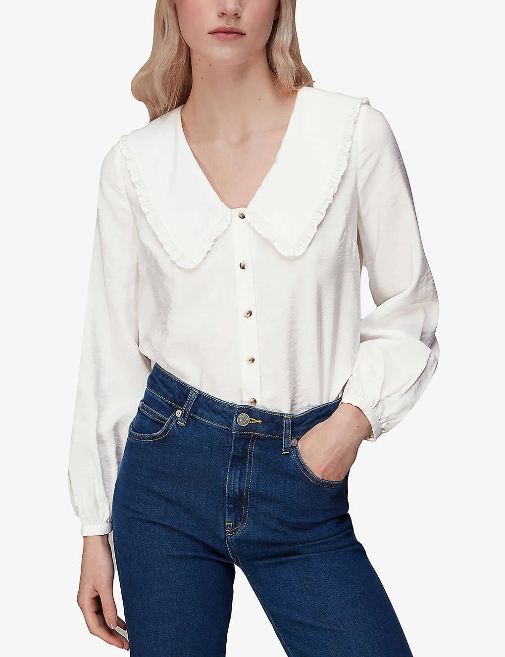 Whistles Oversized Collar Detail Woven Top 3 Whistles Oversized Collar Detail Woven Top - Image 3