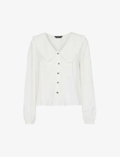 Whistles Oversized Collar Detail Woven Top