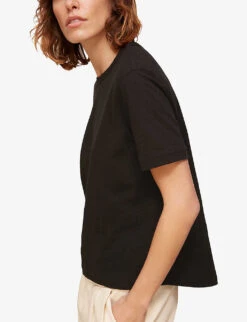 Whistles Emily Ultimate Cotton T-shirt -The Fashion Shop R03753953 BLACK ALT02