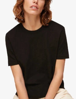 Whistles Emily Ultimate Cotton T-shirt -The Fashion Shop R03753953 BLACK ALT03