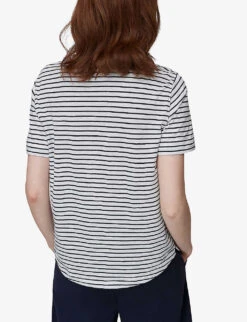 Whistles Emily Ultimate Striped Cotton T-shirt 7 Whistles Emily Ultimate Striped Cotton T-shirt -The Fashion Shop R03758721 BLUE ALT02