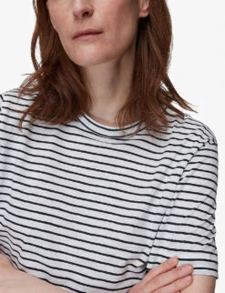 Whistles Emily Ultimate Striped Cotton T-shirt 9 Whistles Emily Ultimate Striped Cotton T-shirt -The Fashion Shop R03758721 BLUE ALT04