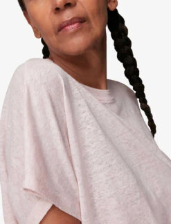 Whistles Button-back Relaxed-fit Linen T-shirt 9 Whistles Button-back Relaxed-fit Linen T-shirt -The Fashion Shop R03759961 PALEPINK ALT04