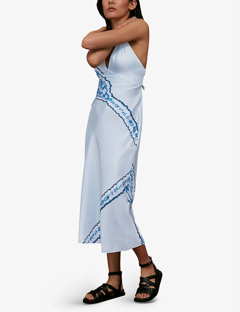 Whistles Tie-dye Bias-cut Silk Midi Dress 4 Whistles Tie-dye Bias-cut Silk Midi Dress - Image 4