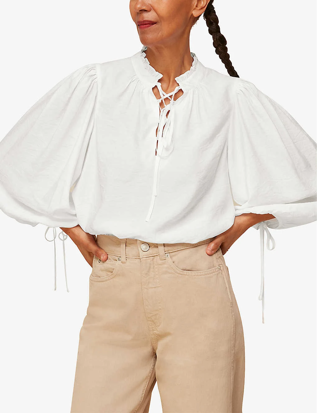 Whistles Tie Neck Relaxed-fit Woven Blouse 2 Whistles Tie Neck Relaxed-fit Woven Blouse - Image 2