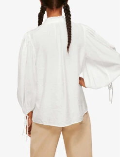 Whistles Tie Neck Relaxed-fit Woven Blouse 8 Whistles Tie Neck Relaxed-fit Woven Blouse -The Fashion Shop R03764104 WHITE ALT02