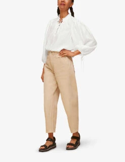 Whistles Tie Neck Relaxed-fit Woven Blouse 9 Whistles Tie Neck Relaxed-fit Woven Blouse -The Fashion Shop R03764104 WHITE ALT03