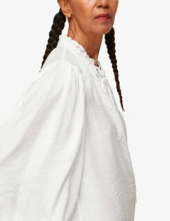 Whistles Tie Neck Relaxed-fit Woven Blouse 11 Whistles Tie Neck Relaxed-fit Woven Blouse -The Fashion Shop R03764104 WHITE ALT05