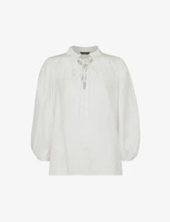 Whistles Tie Neck Relaxed-fit Woven Blouse
