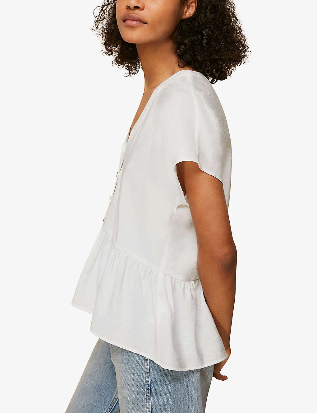 Whistles Peplum-hem Buttoned Woven Top 4 Whistles Peplum-hem Buttoned Woven Top - Image 4