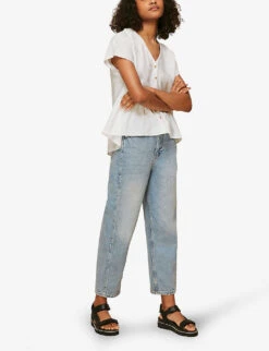 Whistles Peplum-hem Buttoned Woven Top 9 Whistles Peplum-hem Buttoned Woven Top -The Fashion Shop R03765942 WHITE ALT04