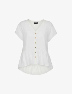 Whistles Peplum-hem Buttoned Woven Top